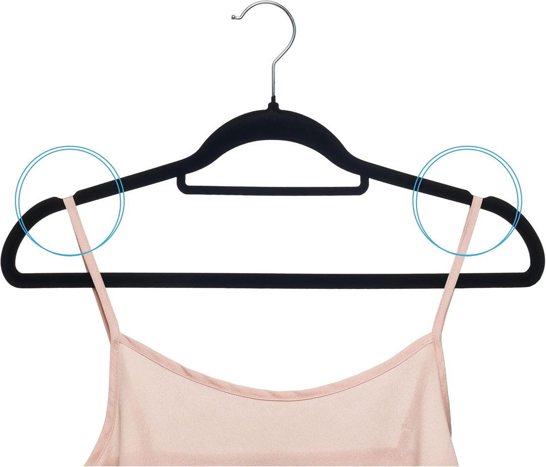 OGIVO Samt Kleiderbügel - 50er Set - rutschfest Bügel für Ihren Garderobe - kleine Stange für Krawat
