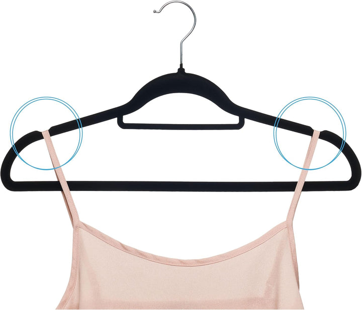 OGIVO Samt Kleiderbügel - 50er Set - rutschfest Bügel für Ihren Garderobe - kleine Stange für Krawat