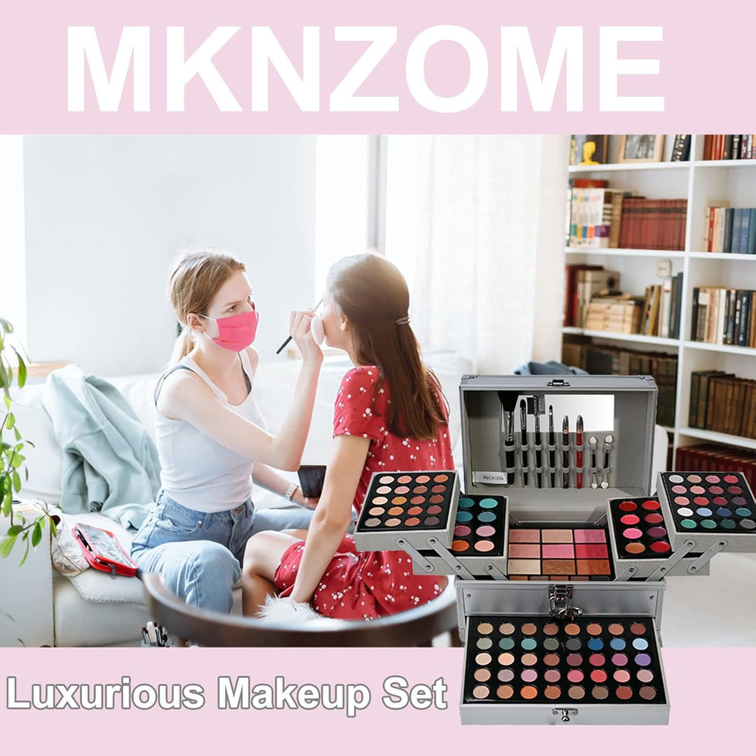 MKNZOME Schminkkasten Make-Up Set, Professionelles Kosmetische Schmink Set mit Lidschatten Lippenglo