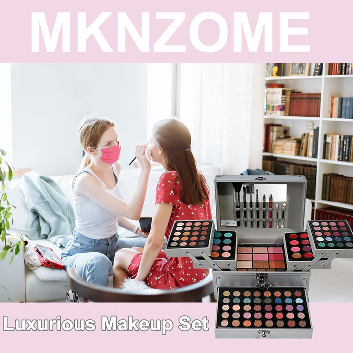 MKNZOME Schminkkasten Make-Up Set, Professionelles Kosmetische Schmink Set mit Lidschatten Lippenglo