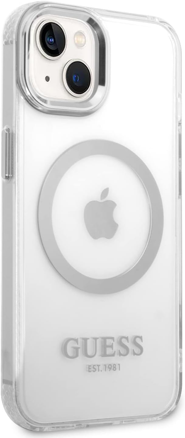 Guess GUHMP14SHTRMS Hülle für iPhone 14 6,1" Silber Hard case Metal Outline