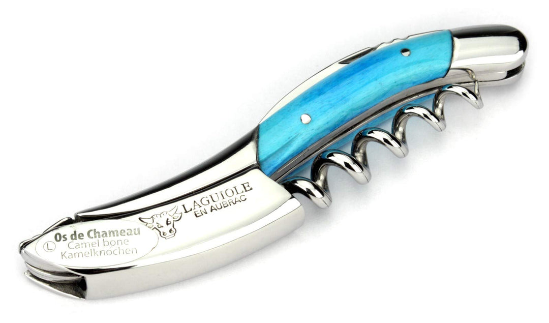 Laguiole en Aubrac Kellnermesser Kamelknochen blau Edelstahl glänzend SOM99O3I Sommelierbesteck
