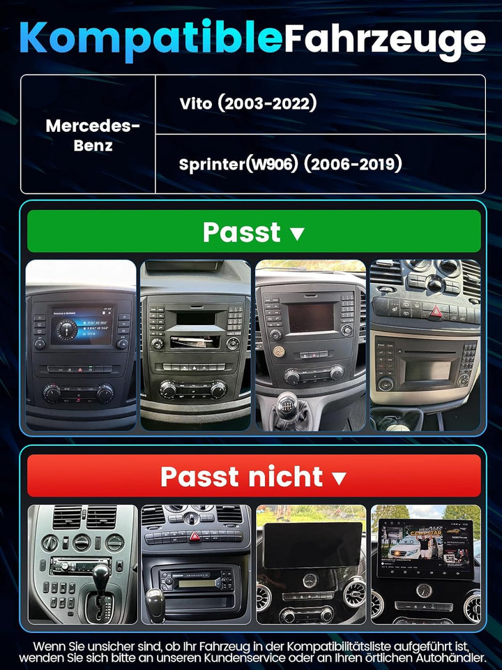 9" Autoradio für Mercedes-Benz Vito Sprinter W906
