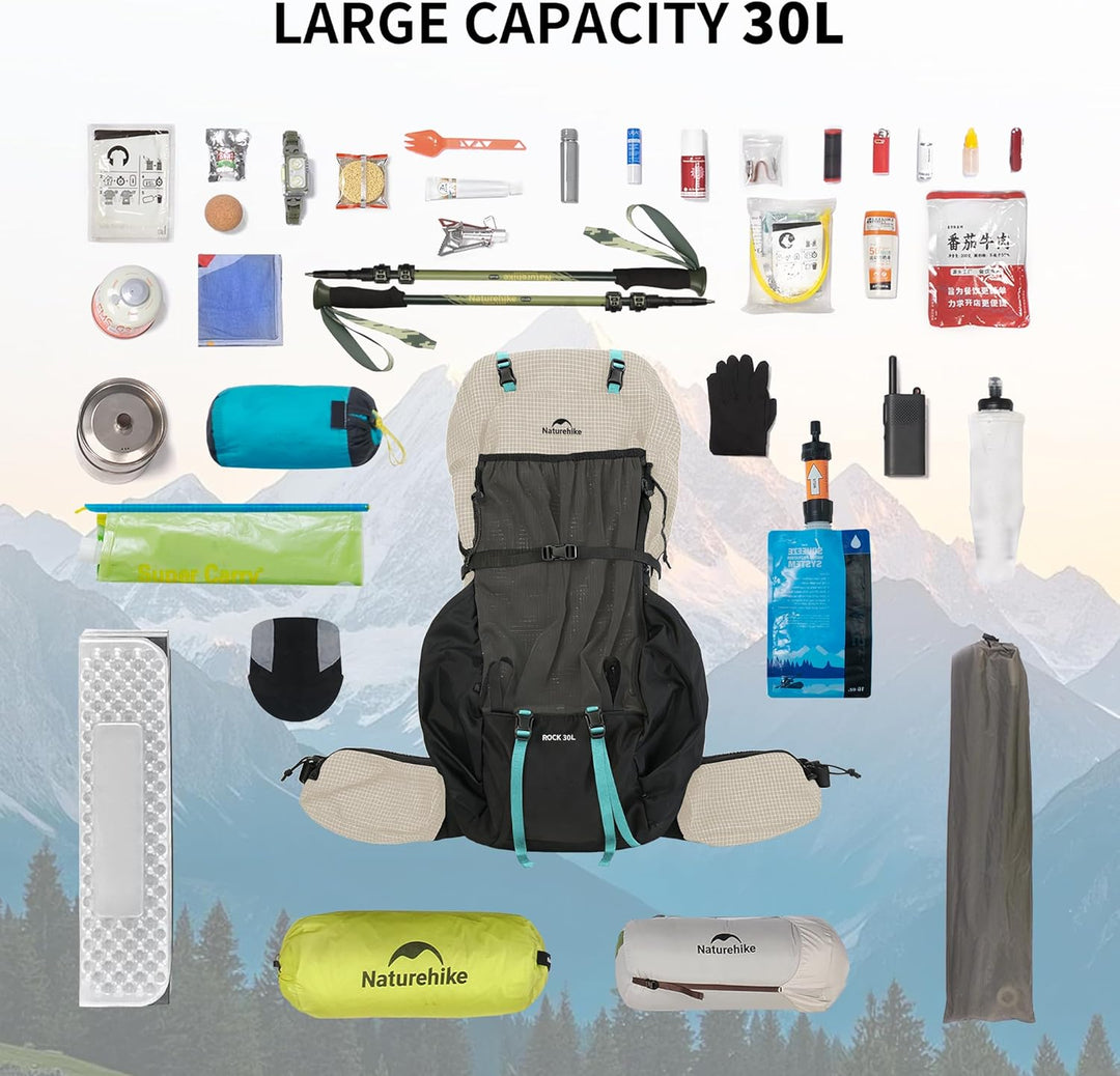 Naturehike Rock 2.0 Upgraded 30L Rucksack Interner Rahmen Wanderrucksack Herren Damen mit Regenhülle