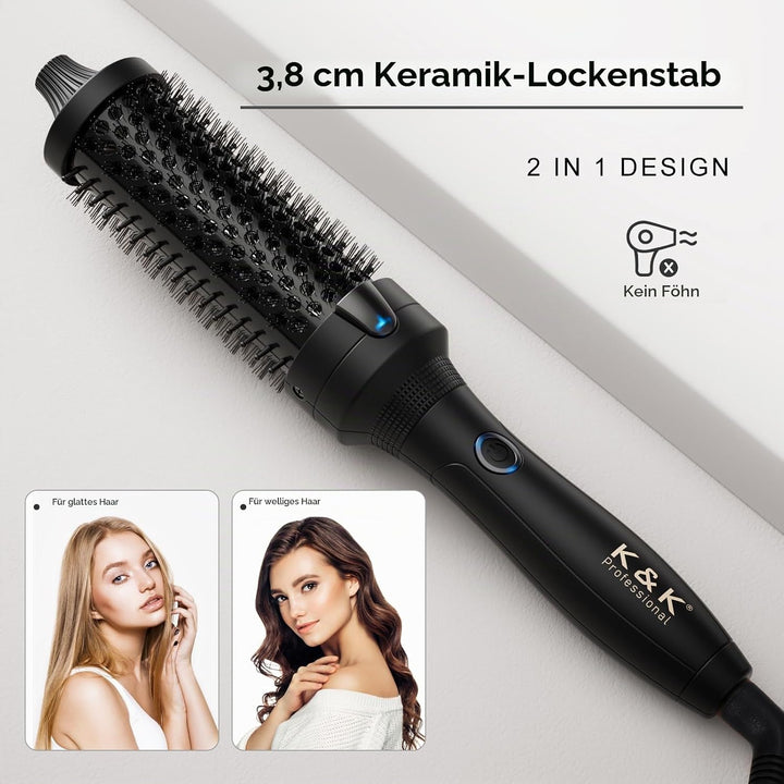 K&amp;K Thermobürste, 1.5 Inch Beheizte Rundbürste, Professioneller Beheizter Lockenwickler Keramik Turm