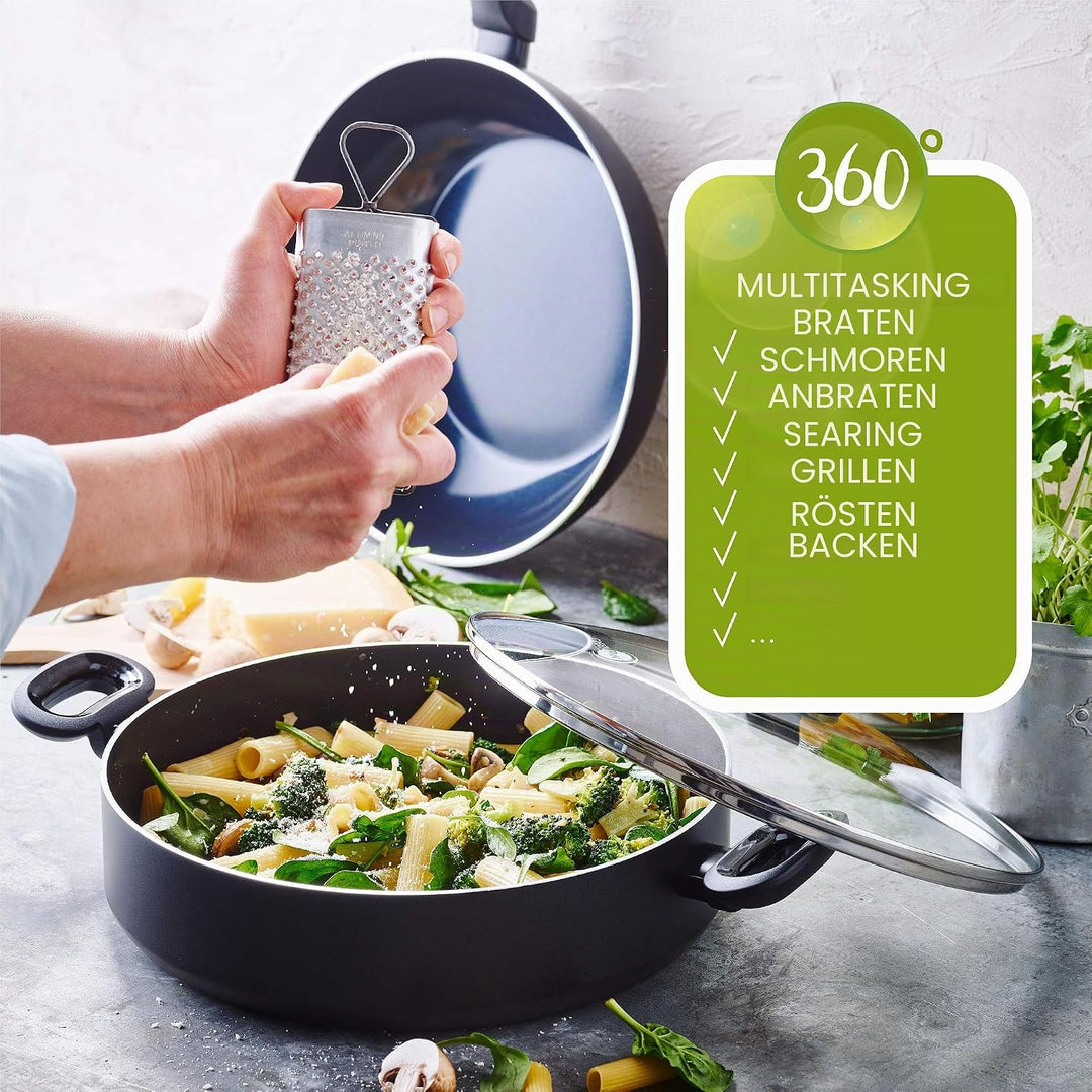 GreenPan Torino Gesunde antihaftbeschichtete Keramik 28cm/3,6 Liter Wok, PFAS frei, Induktion, Backo