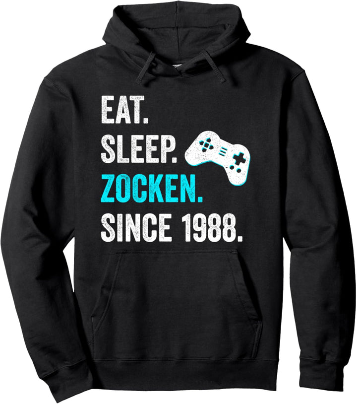 Geburtstag Geschenk Junge Mann Eat Sleep Zocken Jahr 1988 Pullover Hoodie