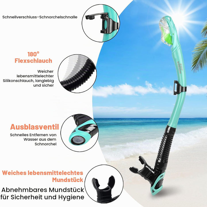 Trockenschnorchel-Set, Pano 3-Fenster-Schnorchelmaske, Anti-Fog-Taucherbrille und Schnorchel, profes