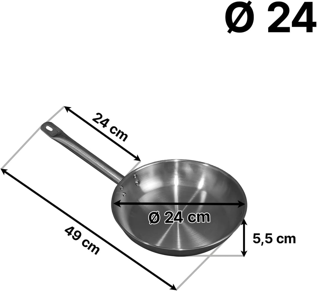 Comas Pfanne aus Edelstahl, 3 Schichten, mit Griff, für Induktion, Gas, Elektro, Ceran, Backofen, ko