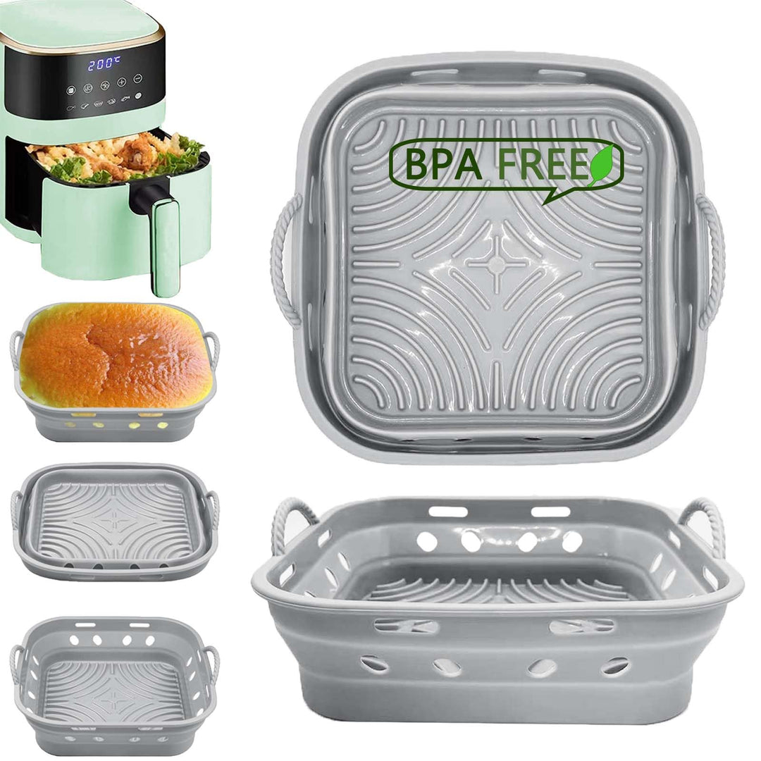 Silikonform für Heissluftfritteuse, 2 Stück 21CM AirFryer Silikon Pot Faltbar/Wiederverwendbar Airfr