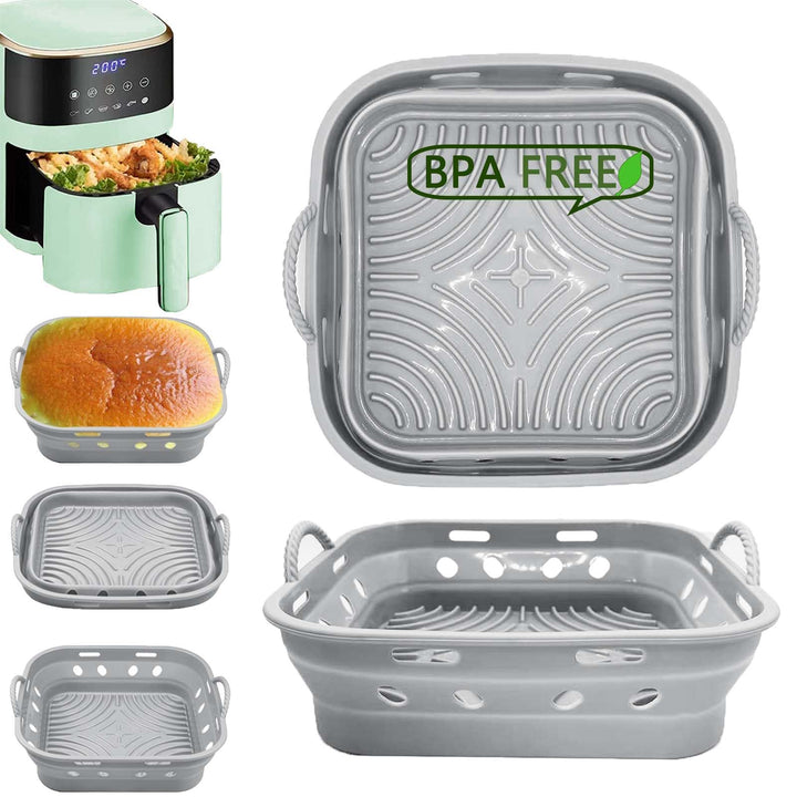 Silikonform für Heissluftfritteuse, 2 Stück 21CM AirFryer Silikon Pot Faltbar/Wiederverwendbar Airfr