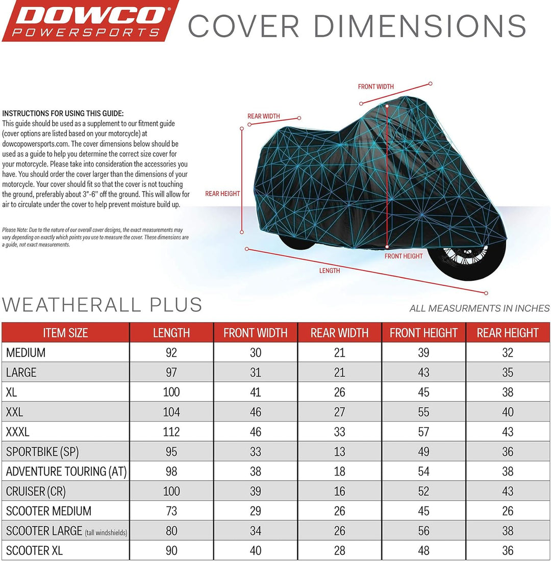 Dowco Guardian 50006-02 WeatherAll Plus Motorradabdeckung, wasserdicht, für drinnen und draussen, Sc