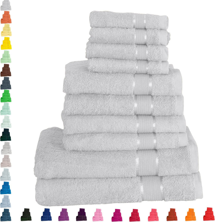 Mixibaby Handtuch 10er Set 2X Duschtuch 4X Handtuch 4X Gästetuch 100% Baumwolle Frottee, Farbe:Hellg