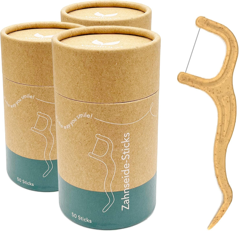 VIGOROUS® 150 Stk. nachhaltige Zahnseide Sticks - Zahnsticks für Zahnreinigung - vegane Zahnseidenha