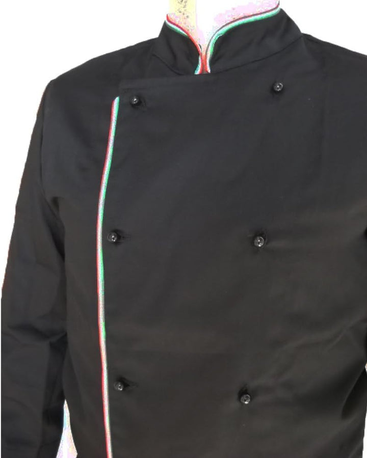 Kochjacke, schwarz, Italien, Tricolore, Baumwolle, Kleidung, Küche, Restaurant, S