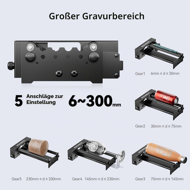 LONGER Lasergravur-Rotationswalze, 360° Y-Achse Rotationswalze für Lasergravur – Gravur zylindrische