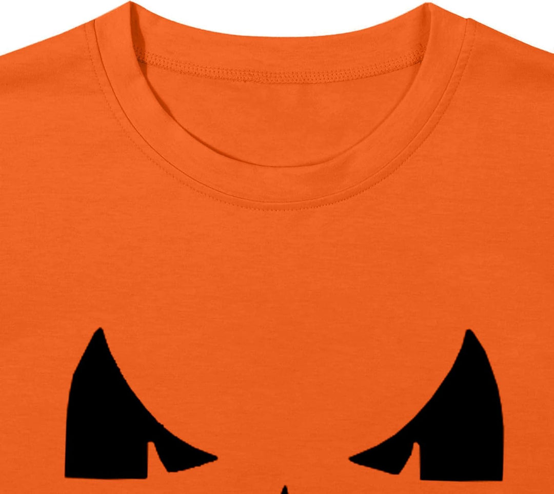Damen Halloween KüRbisgesicht T-Shirt Frauen KüRbis Shirt Herbst Karneval Shirts M Orange1, M Orange