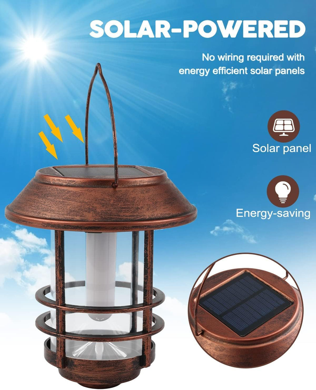 FLOWood Solarlampen für Aussen Garten,Glas und Metall IP65 Wasserdicht, Flackernde Flammen Wandleuch