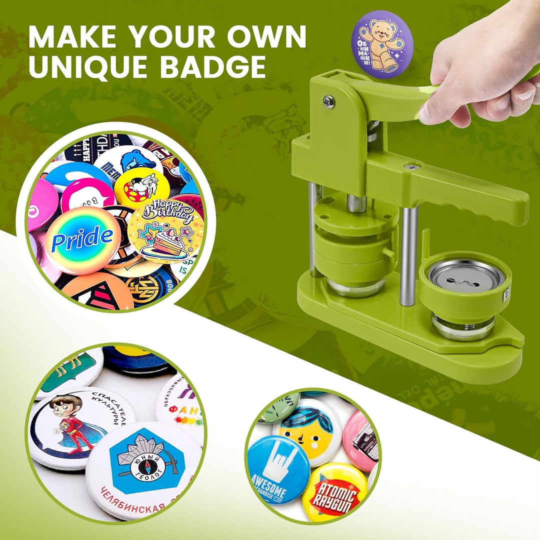 Buttonmaschine, 25+32+58 mm Button Maschine Presse Abzeichen 300 Sets Metall-Nadelrücken Badge-Teile