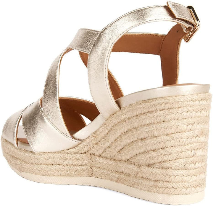 Geox Mädchen D Panarea Espadrille Wedge Sandal 39 EU Lt Gold, 39 EU Lt Gold