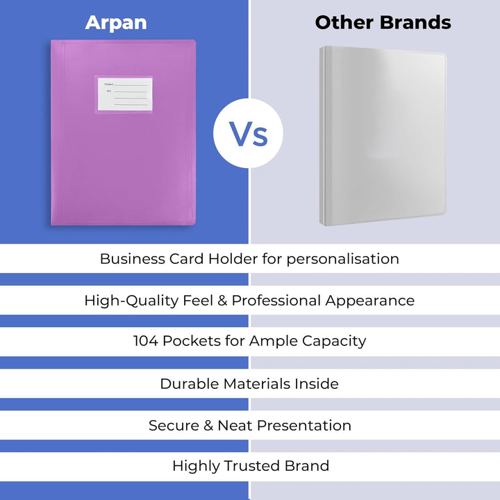 Arpan A4 Sichtbuch Ordner flexiblen Abdeckung Portfolio - 104 Taschen 208 / Seiten - Purple violett,