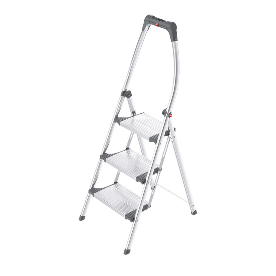 Hailo LivingStep Comfort, Alu-Klapptritt, 3 Stufen, hoher Sicherheitshaltebügel, Füsse mit Soft-Grip
