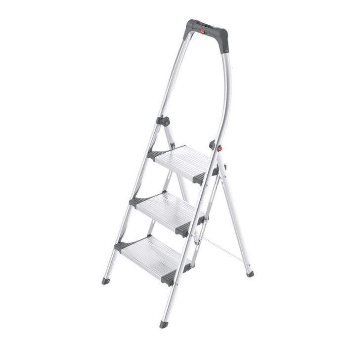 Hailo LivingStep Comfort, Alu-Klapptritt, 3 Stufen, hoher Sicherheitshaltebügel, Füsse mit Soft-Grip