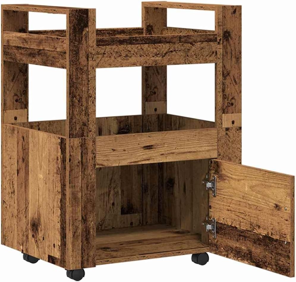 vidaXL Küchentrolley Altholz 60 x 45 x 80 cm Holzwerkstoff, Moderner Küchenwagen, rechteckiger Utili