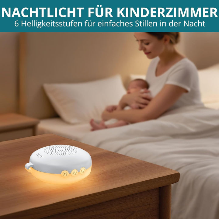 White Noise Machine Mini-Soundmaschine mit 12 Beruhigende Geräusche 3-Timer Memory-Funktion USB-C Wi
