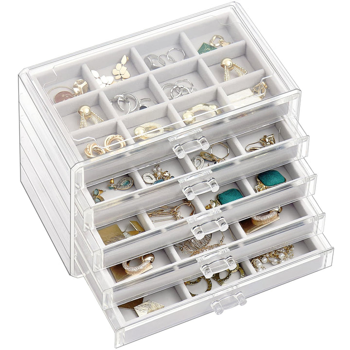 ProCase Acryl Schmuck Organizer Schmuckschatulle für Damen Durchsichtige Schmuckaufbewahrung Schmuck