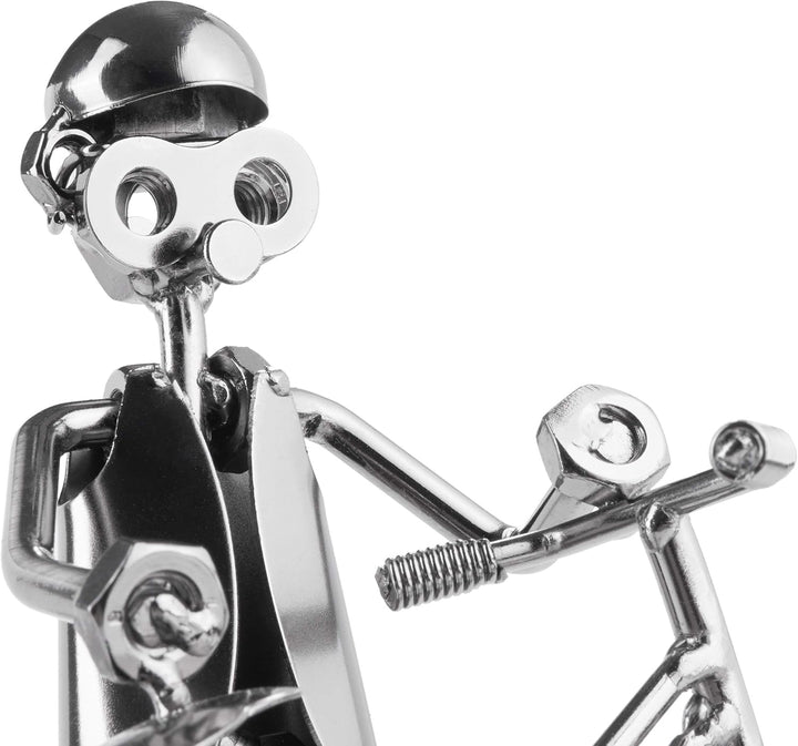 BRUBAKER Schraubenmännchen Fahrrad - Handarbeit Eisenfigur Metallmännchen - Metallfigur Geschenkidee