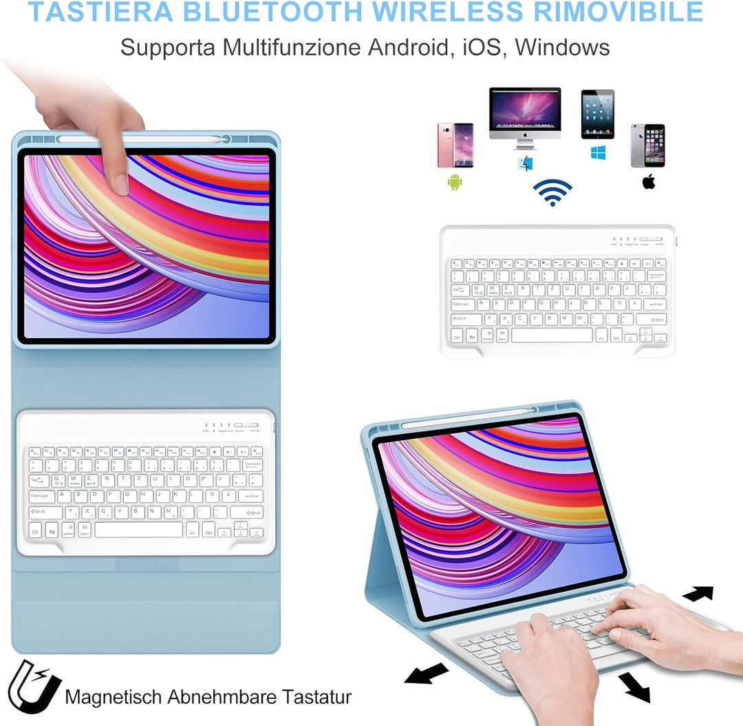IVEOPPE Hülle mit Tastatur für Redmi Pad Pro 12.1, Tastatur für Xiaomi Poco Pad 2024, Bluetooth Magn