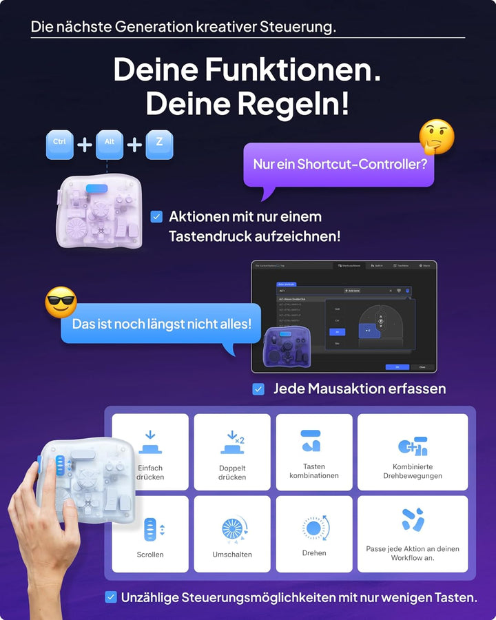 TOUR BOX Elite Plus All-IN-ONE Bluetooth Programmierbare Tastatur für Video- & Foto- Bearbeitung, Fa