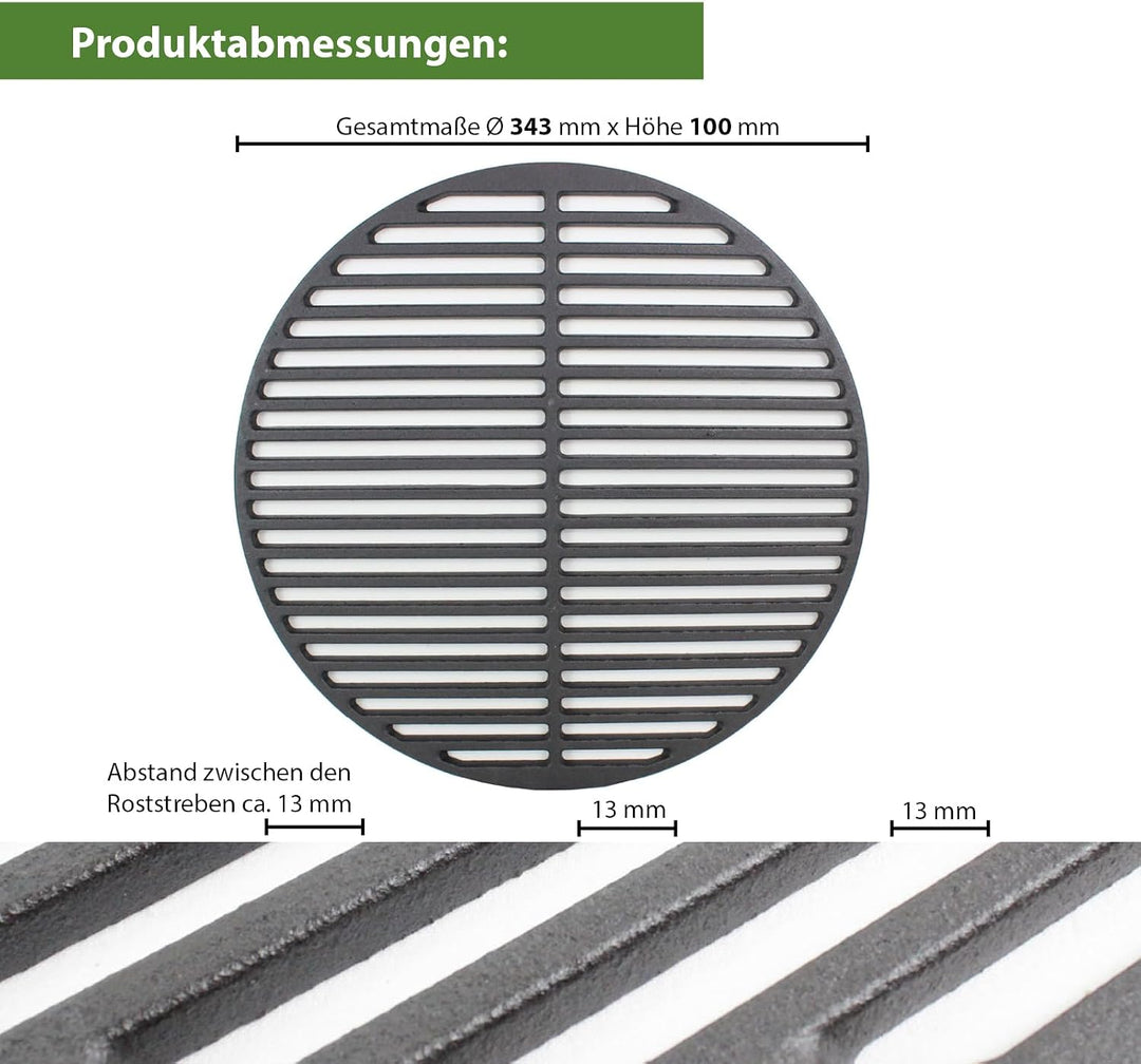 TRUTZHOLM Grillrost Ø 34,3 cm Rost Grillgitter BBQ Gusseisen emailliert Grillplatte rund