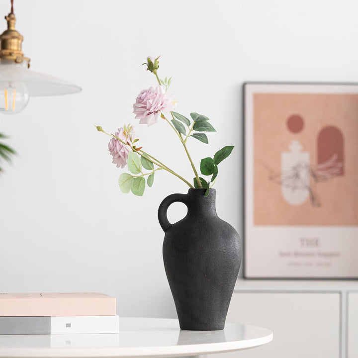 Schwarze Keramikvase, antike Keramikvase, kreative Vase, Moderne Wohnkultur, für Tafelaufsätze, Küch