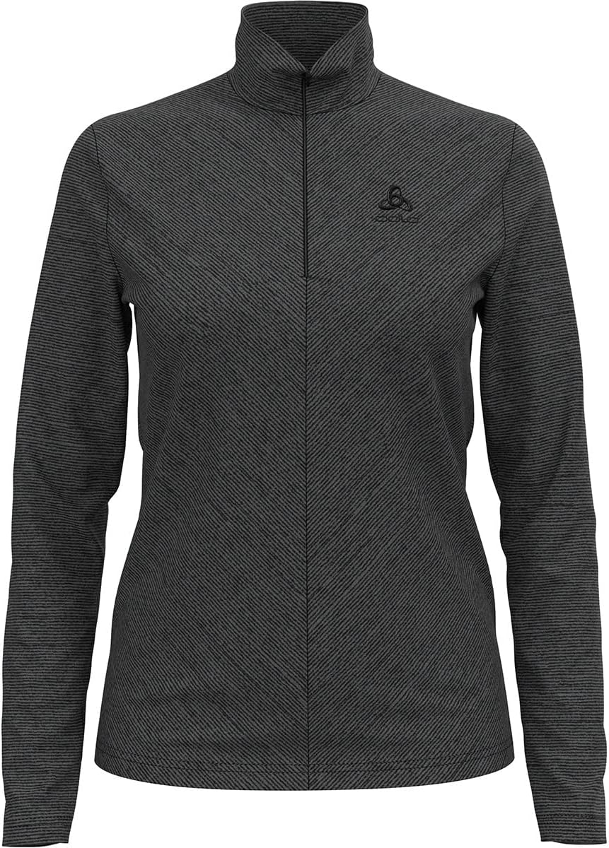 Odlo Damen Midlayer 1/2 Zip Roy Pullover XXL Shale Grey - Black Stripes, XXL Shale Grey - Black Stri