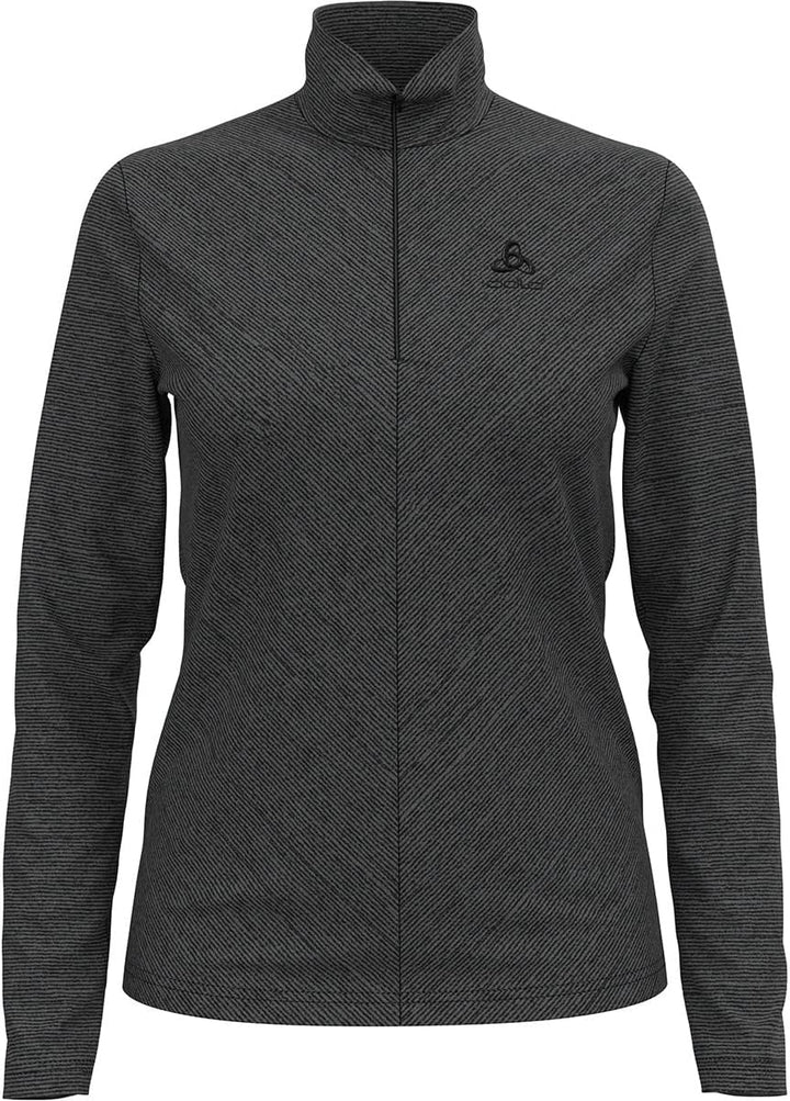 Odlo Damen Midlayer 1/2 Zip Roy Pullover XXL Shale Grey - Black Stripes, XXL Shale Grey - Black Stri