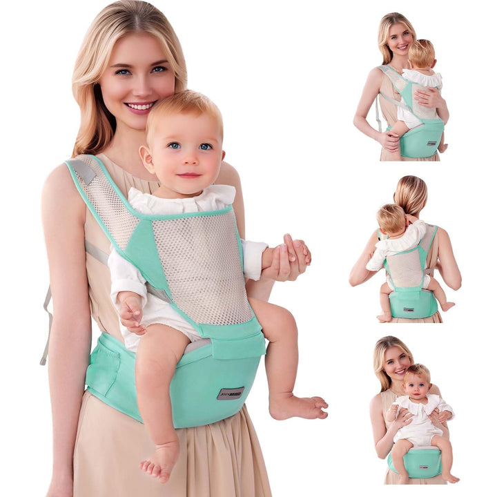 Ergonomische Babytrage mit Verstellbarem Gurt - 6-in-1 Neugeborenen-Kleinkind-Tragetuch, Atmungsakti