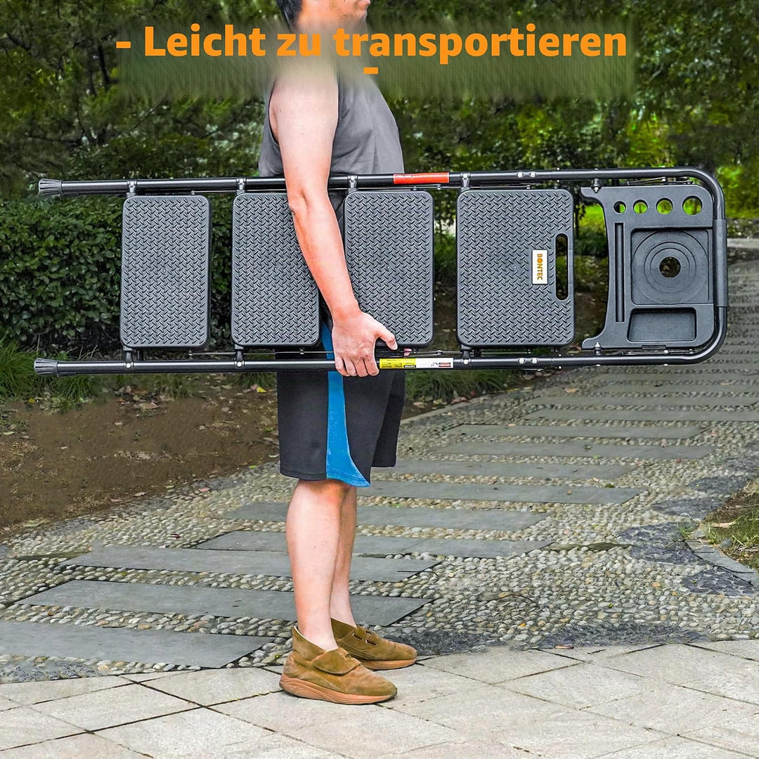 BONTEC Trittleiter 4 Stufen Klappbar, 181kg Kapazität mit Breiten Anti-Rutsch-Pedalen, Faltbarer Sta