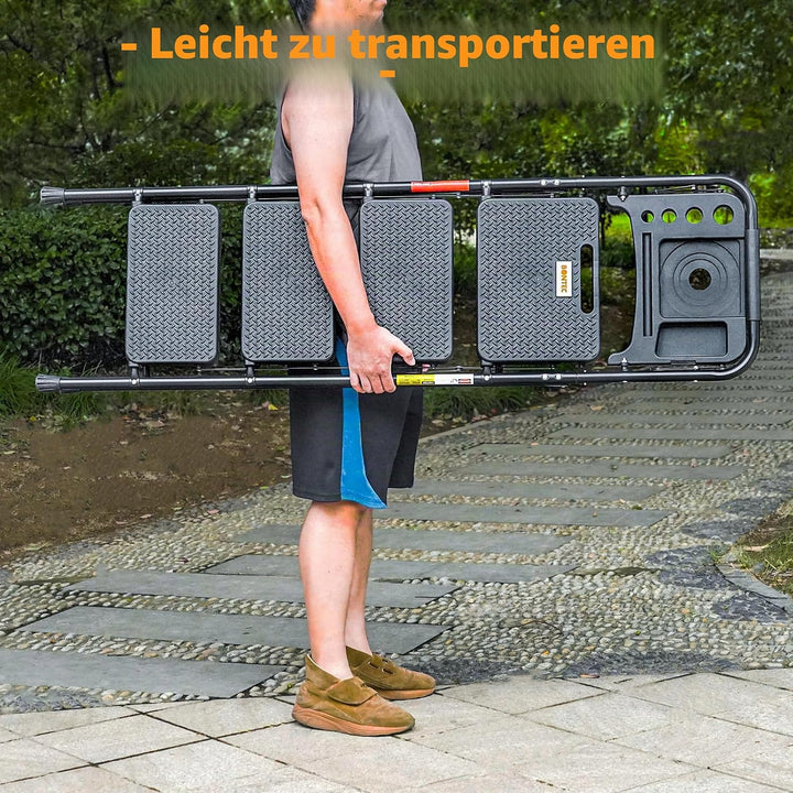 BONTEC Trittleiter 4 Stufen Klappbar, 181kg Kapazität mit Breiten Anti-Rutsch-Pedalen, Faltbarer Sta