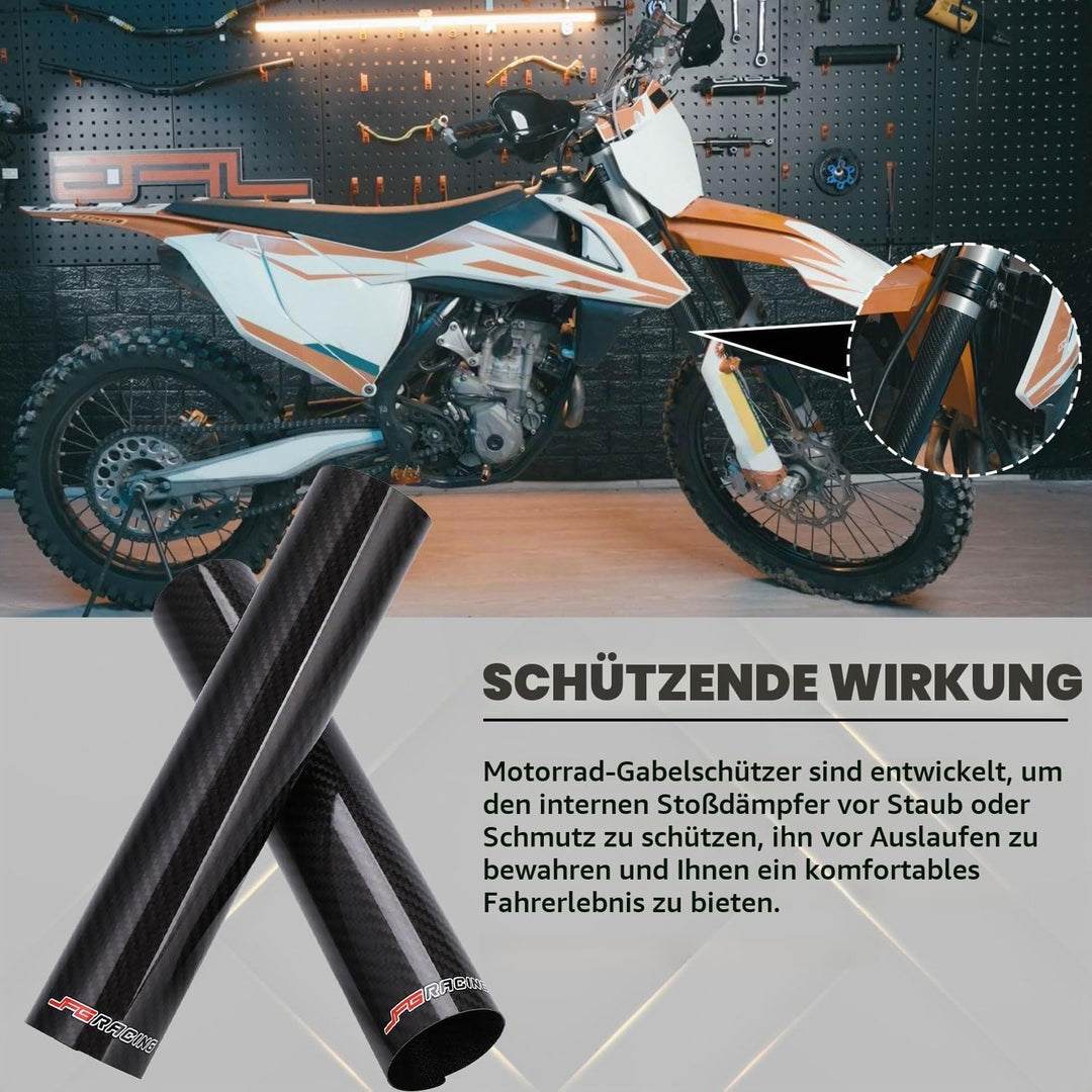 JFG RACING 190 mm Motorrad Vorderradgabel Abdeckung,1 Paar Motorrad Gabelabdeckung Kohlefaser,Verste