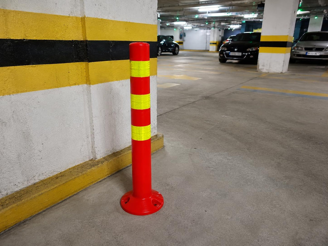 10er Sparset Absperrpfosten aus Kunststoff - Höhe 72,5cm reflektierend Absperrung für Lagerhalle, Pa