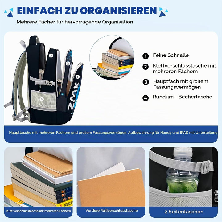 Amythe Gross Schulrucksack Teenager Jungen 46L, Gross Rucksack Schule Gymnasium Oberstufe Schulranze
