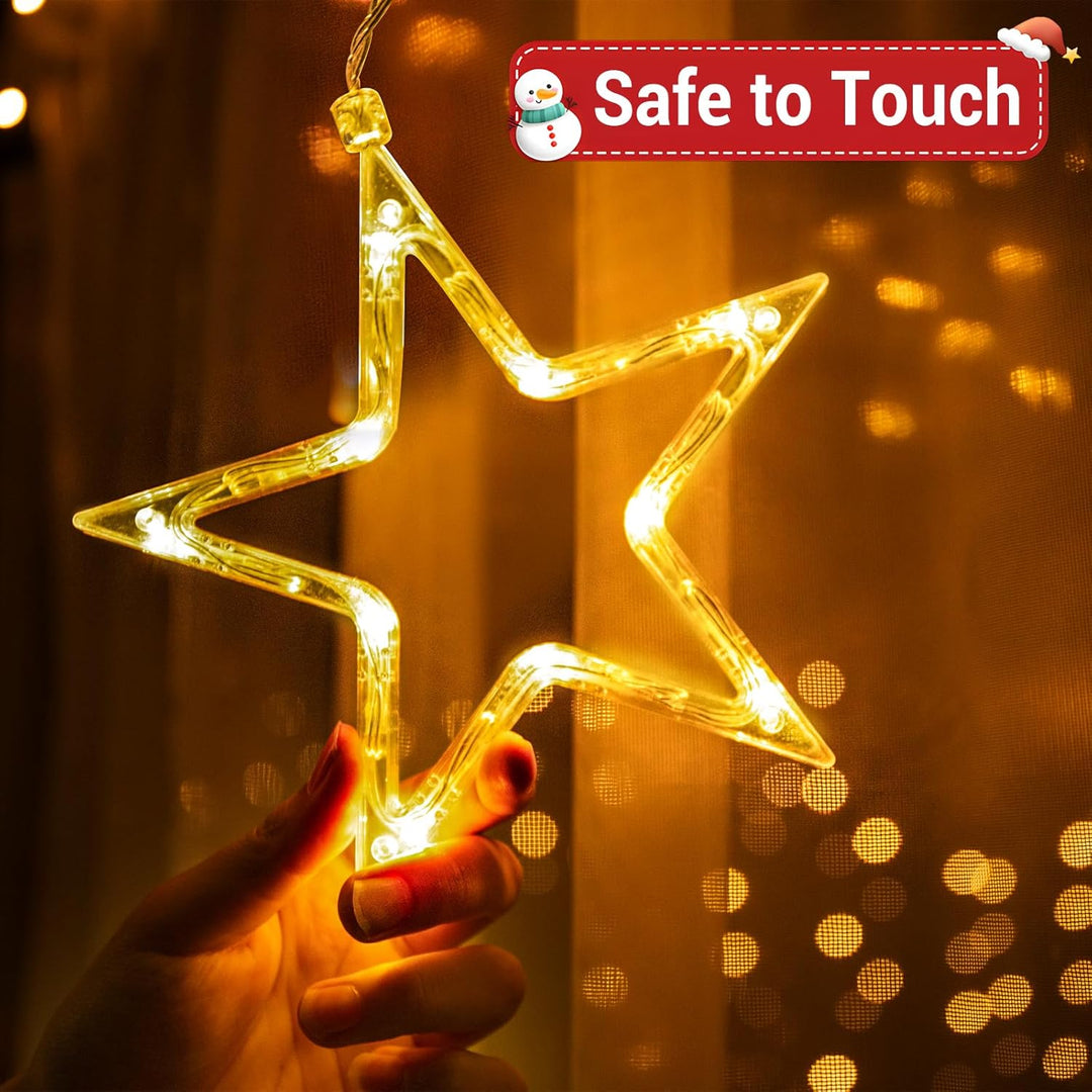 Ulinek Fensterdeko 3 Sterne mit Batteriebetrieb 30 LEDs [1M+0.6M] Sterne Weihnachtsdeko Fenster mit