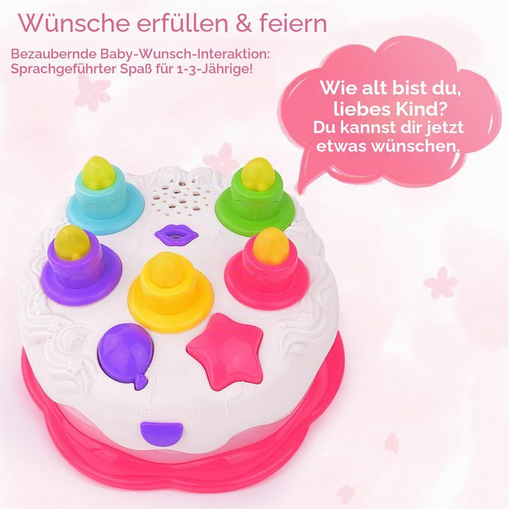 Love&amp;Mini Pretend Geburtstag Kuchen Spielzeug - Musikspielzeug Kuchen für 1 Jahr alte Jungen Mädchen