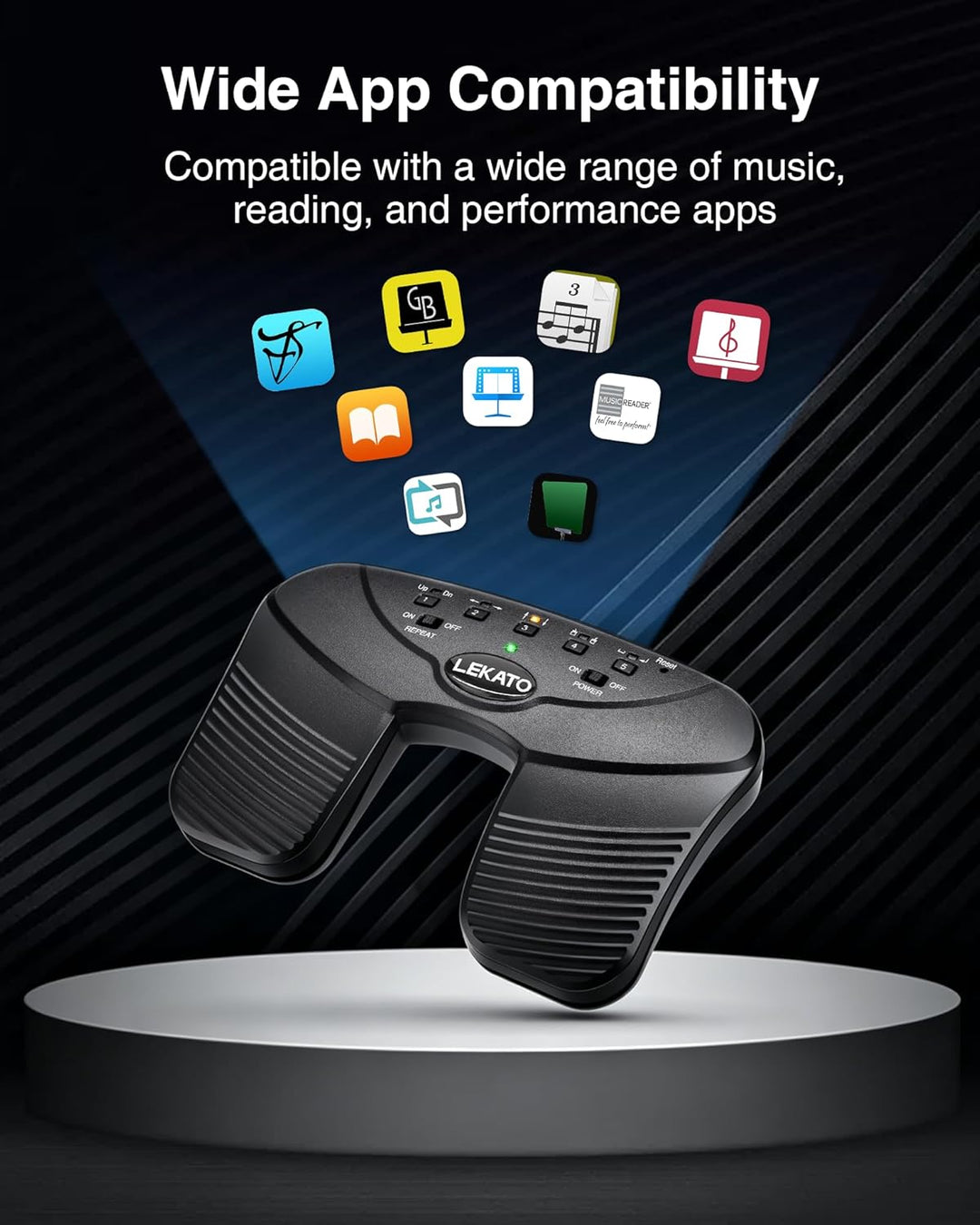 LEKATO Bluetooth Page Turning Pedal Silent Sheet Music Page Turner Foot Pedal for Tablet and Phone