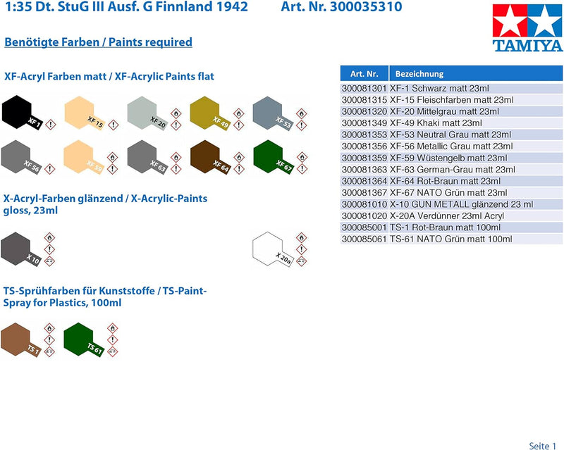 TAMIYA TM35310 300035310 - WWII Sturmgeschütz III Ausführung G Finnland 1942, Bausatz 1:35