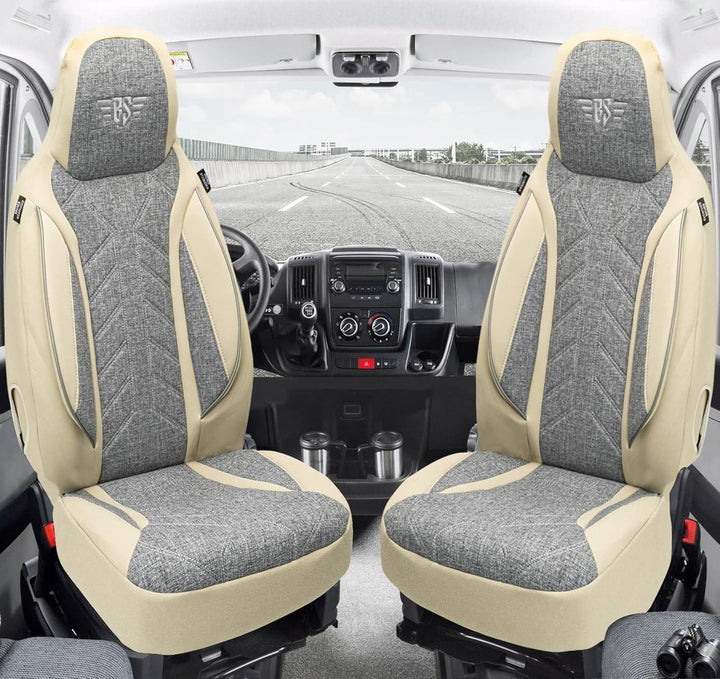 BREMER SITZBEZÜGE Mass Sitzbezüge Schonbezüge für Skoda Karoq PLKT209 PLKT209 - Grau/Beige Karoq, PL