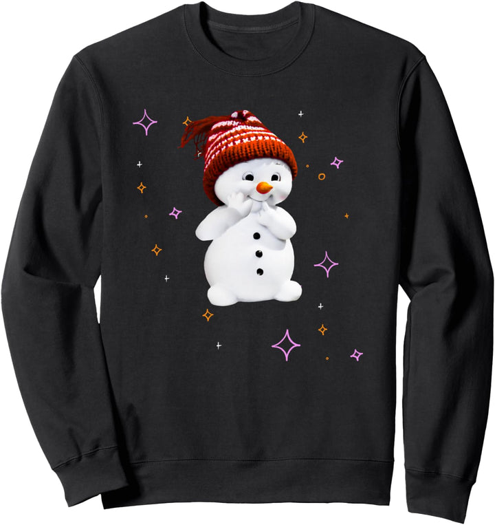 Netter Schneemann mit Schneeflockengeschenk für Weihnachten Sweatshirt