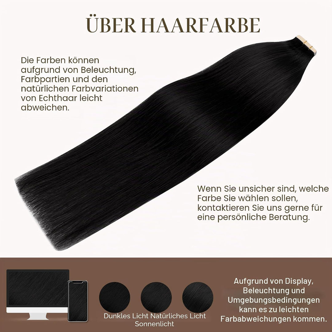 GOO GOO Tape in Extensions Echthaar, Tape Extensions Echthaar, 55cm 50g 20pcs, Extensions Echthaar,